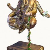 Human statue levitating Ganesh
