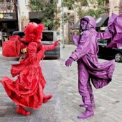 Coloured living statues for events