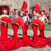 Reception with traditional Spanish dresses